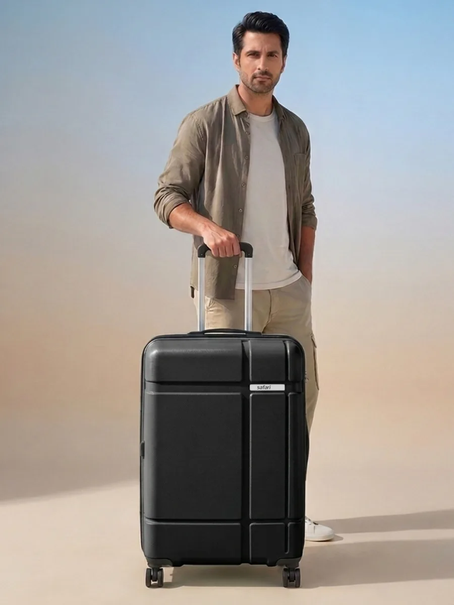 Black Structured Trolley Bag