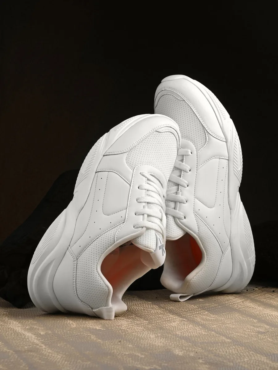 White Chunky Lace-Up Sneakers