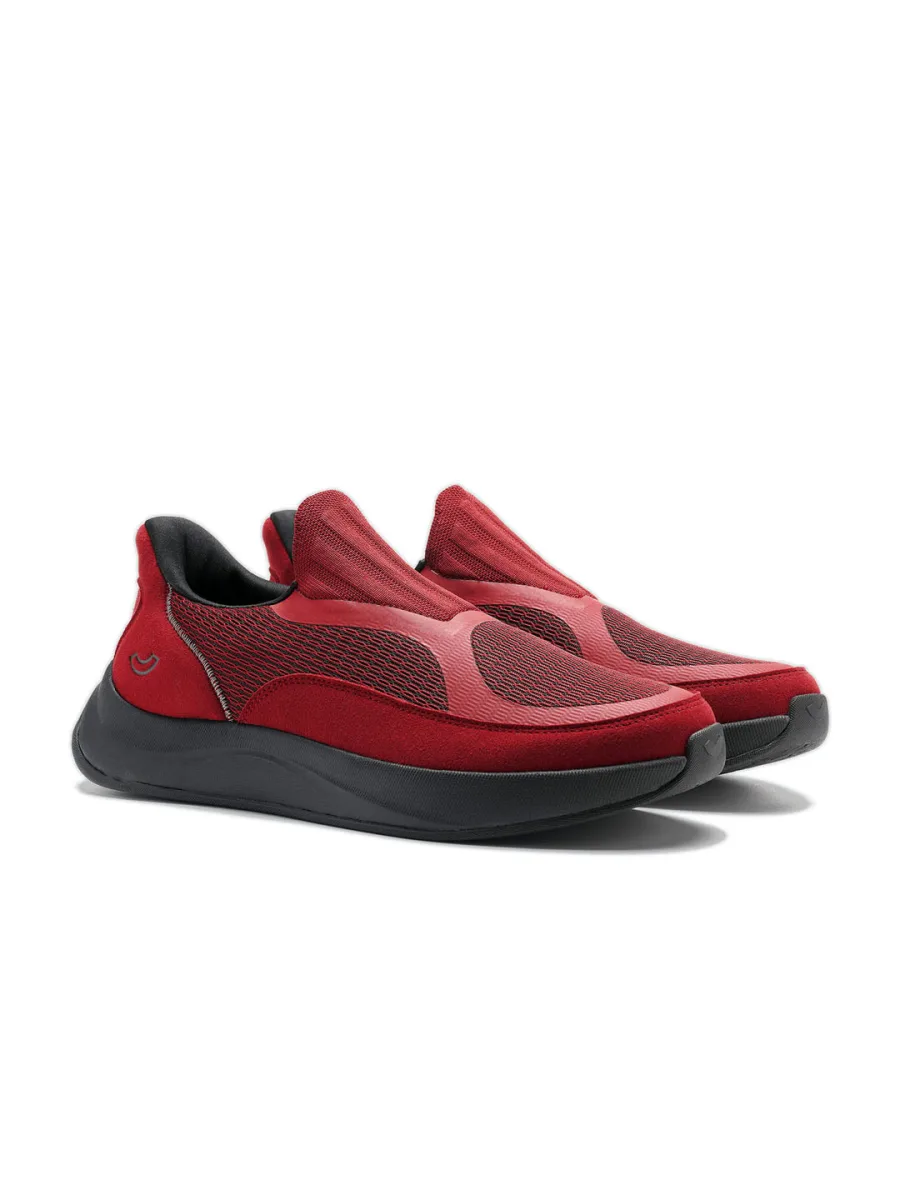 Red Mesh Slip-On Sneakers