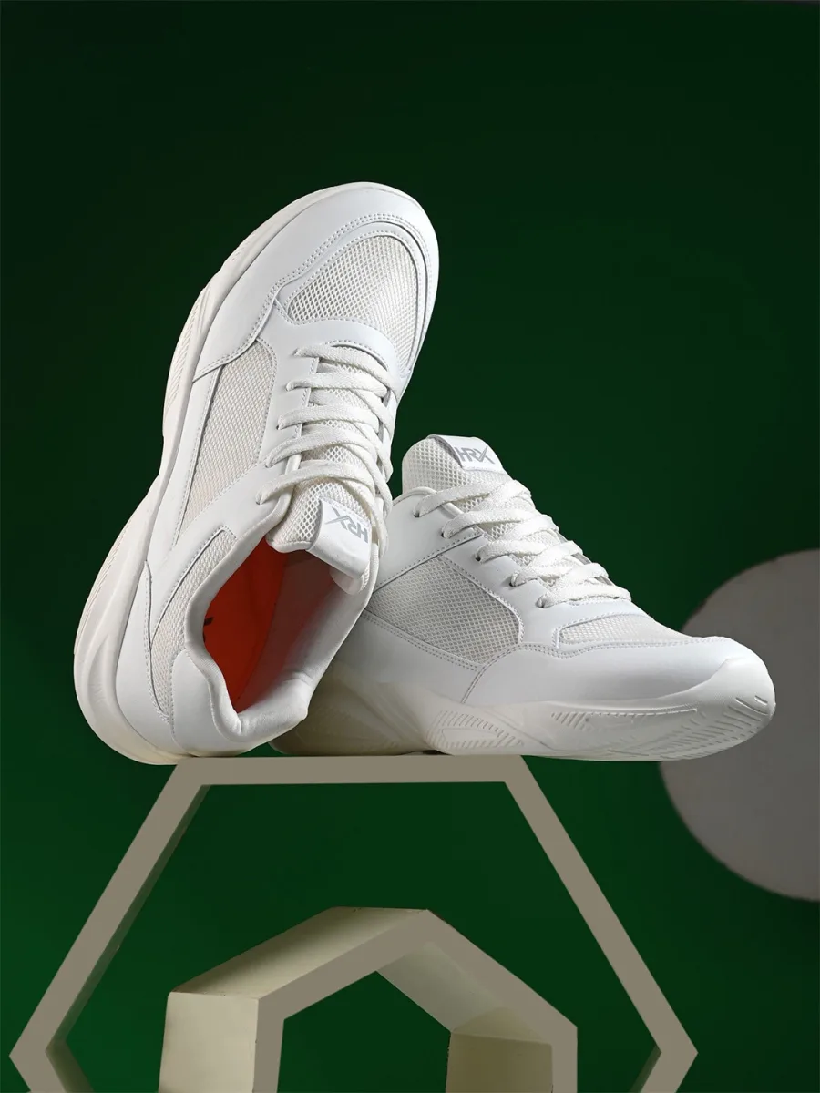 White Lace-Up Sneakers
