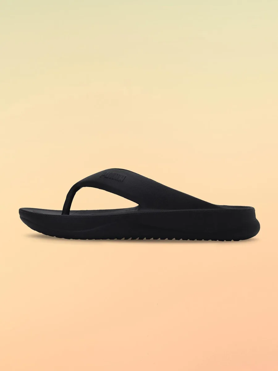 Black Cushioned Thong Slides