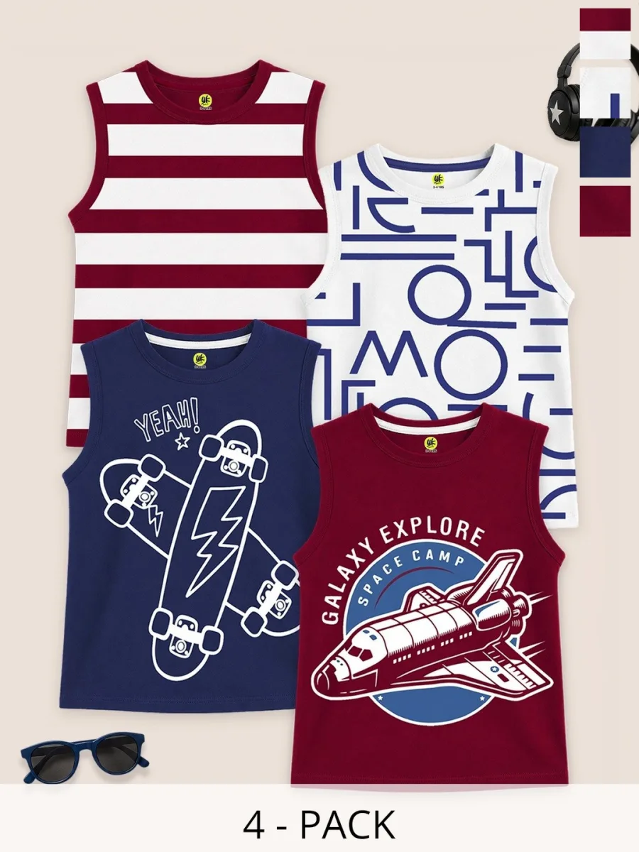 4-Pcs Printed Cotton T-Shirts