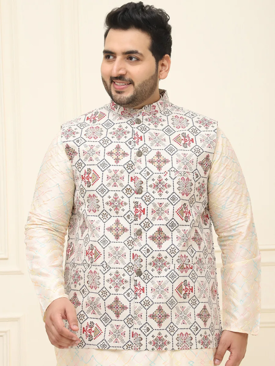 Plus Size Printed Nehru Jacket
