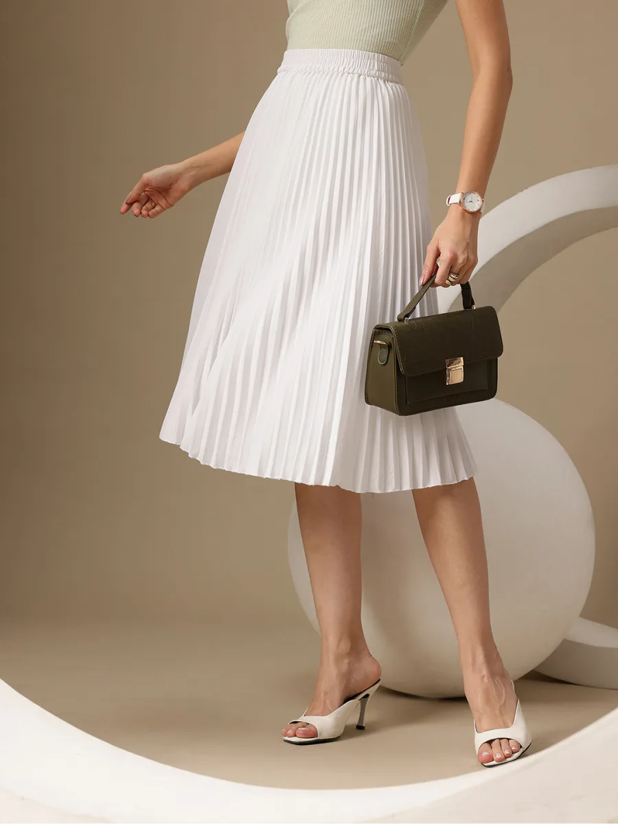 Accordion Pleated Flared Skirt
